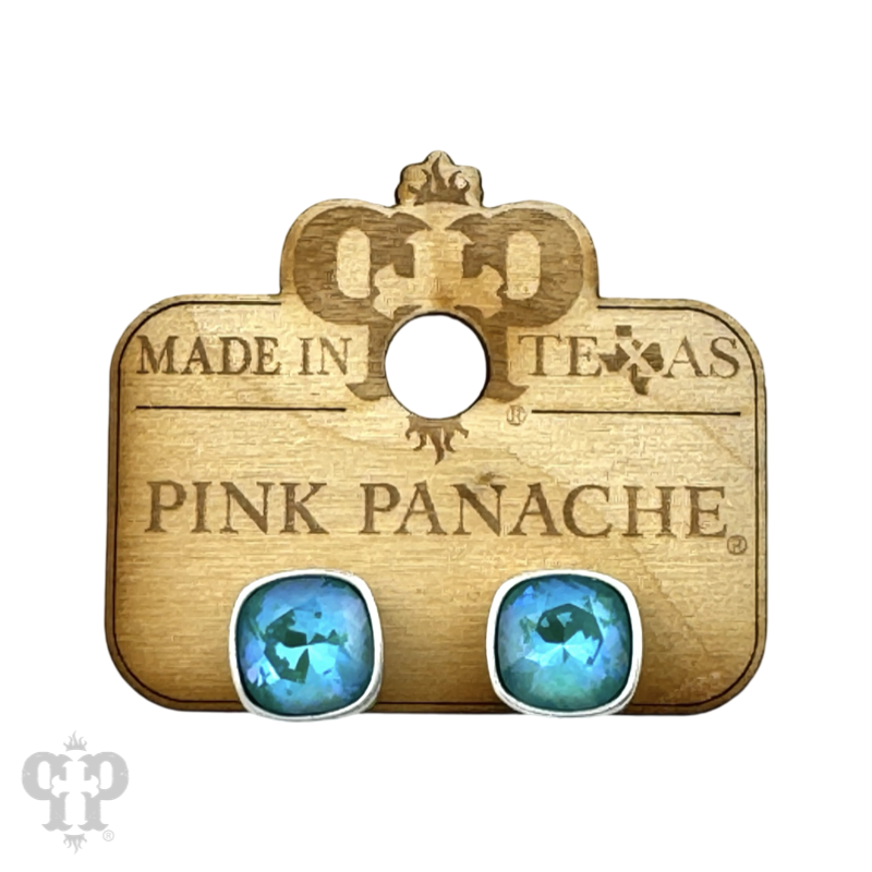 Austrian square crystal post earring, 10mm