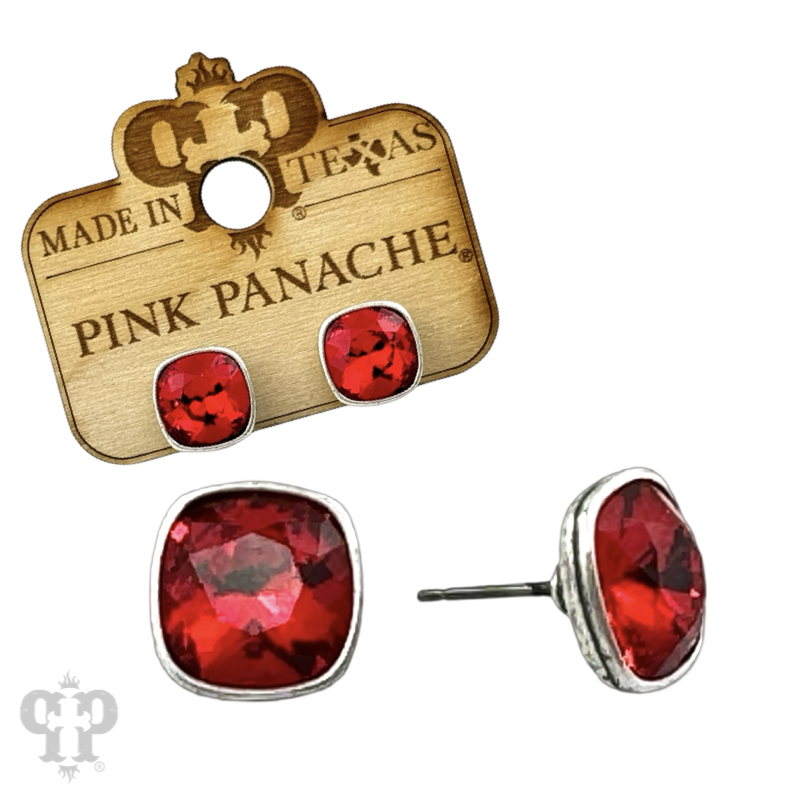 Austrian square crystal post earring, 10mm