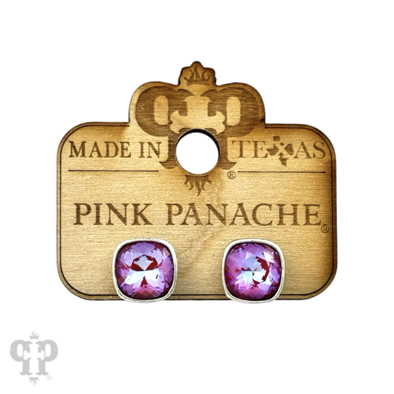 Austrian square crystal post earring, 10mm