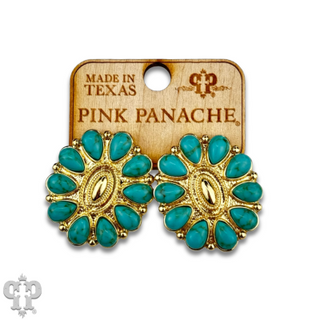 Turquoise and 18k gold dipped concho earring