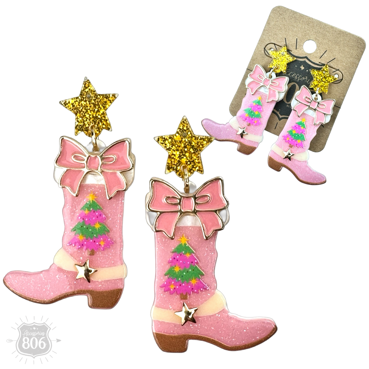Western Christmas boot earring