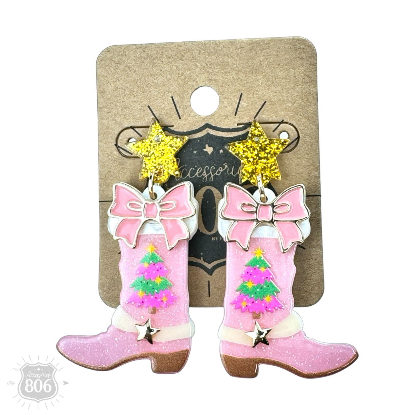 Western Christmas boot earring
