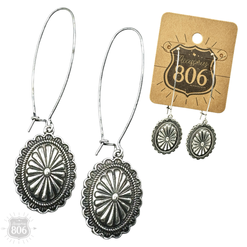 Western silver concho earring