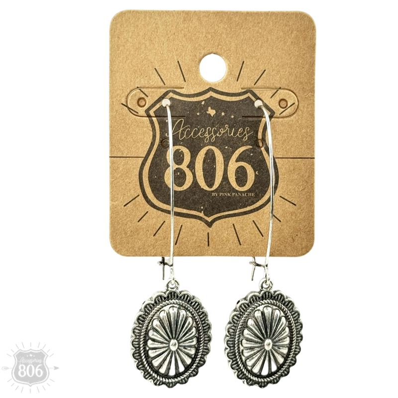 Western silver concho earring