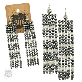 Western burnished pearl bead chandelier earring