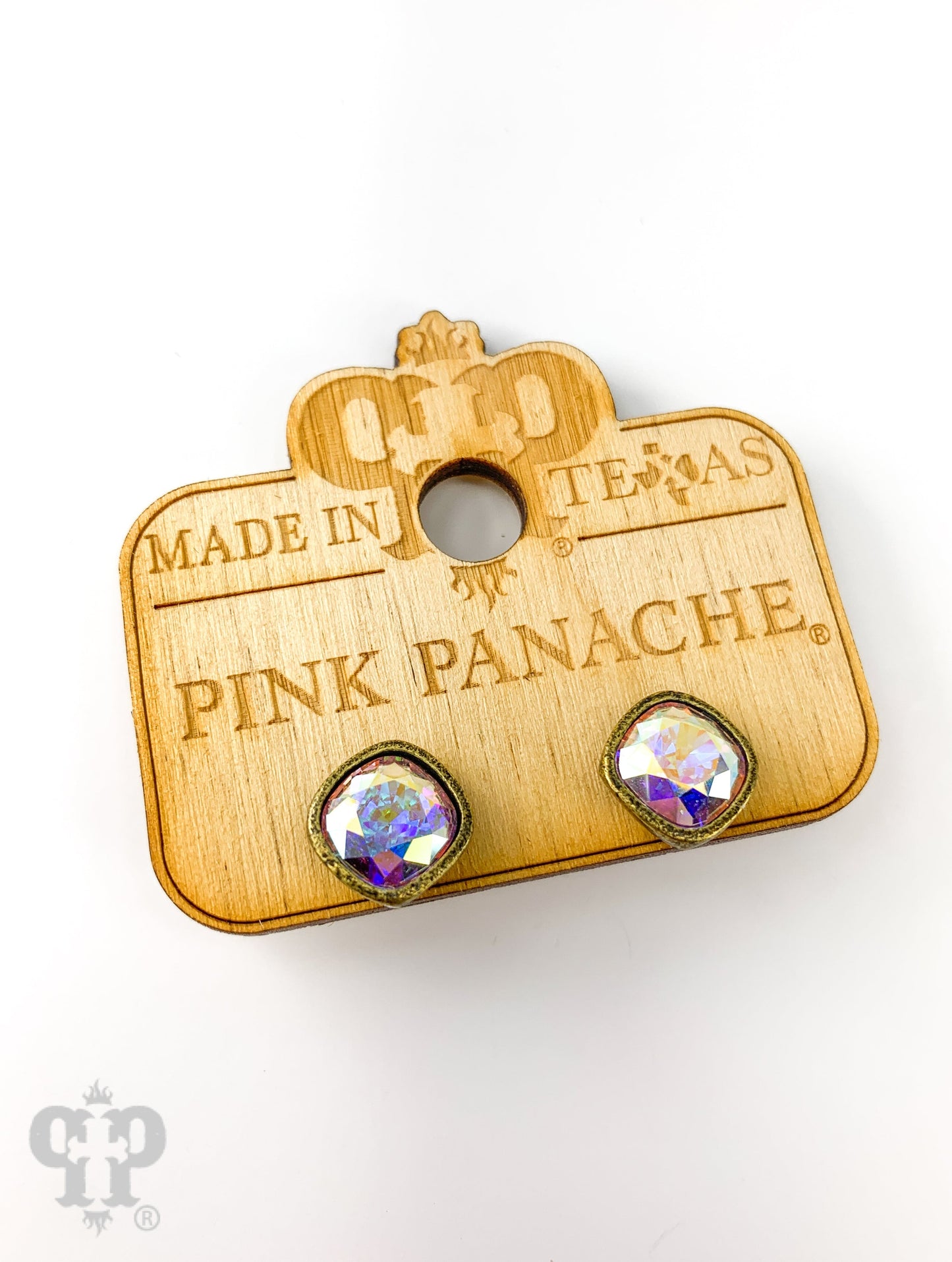 Square Austrian crystal post earring, 8mm