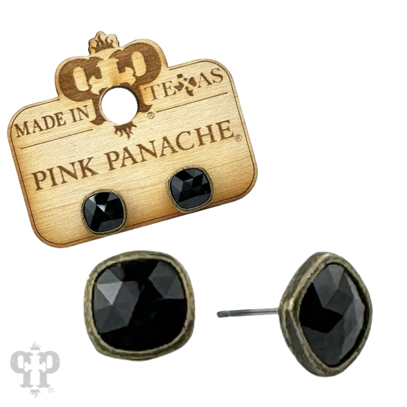 Square Austrian crystal post earring, 8mm