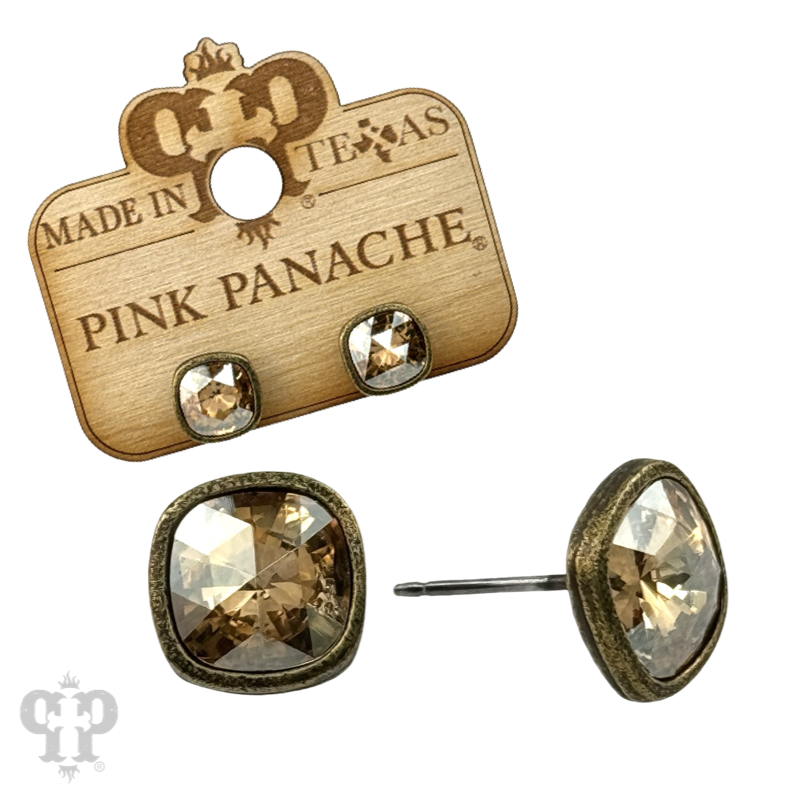 Square Austrian crystal post earring, 8mm