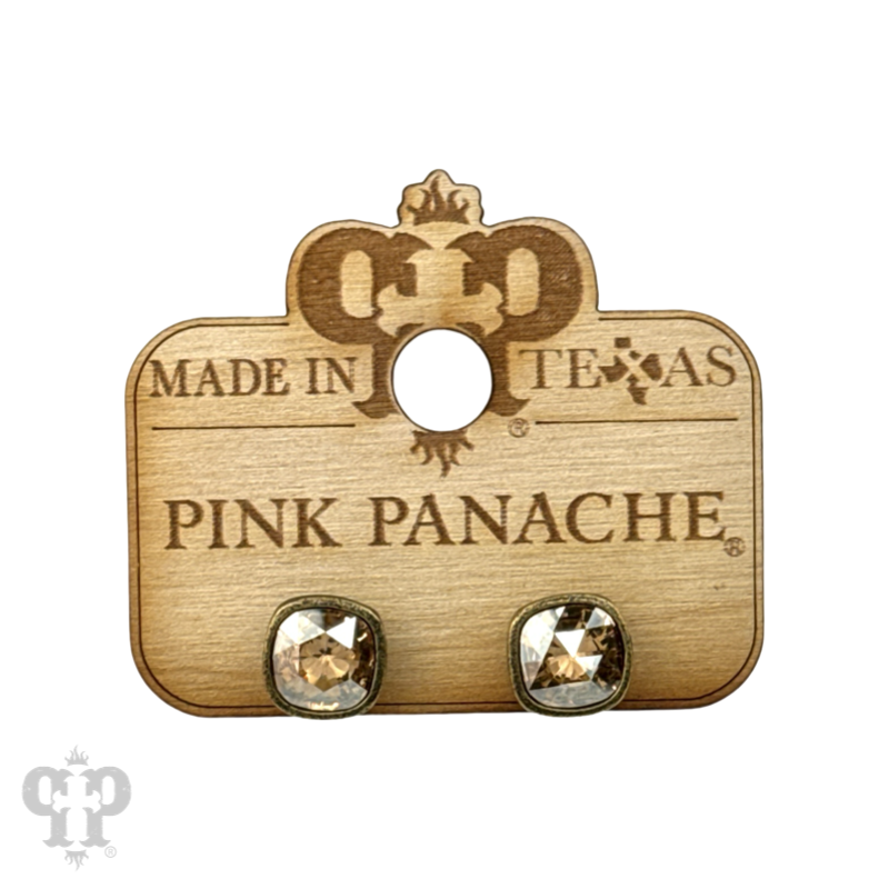 Square Austrian crystal post earring, 8mm