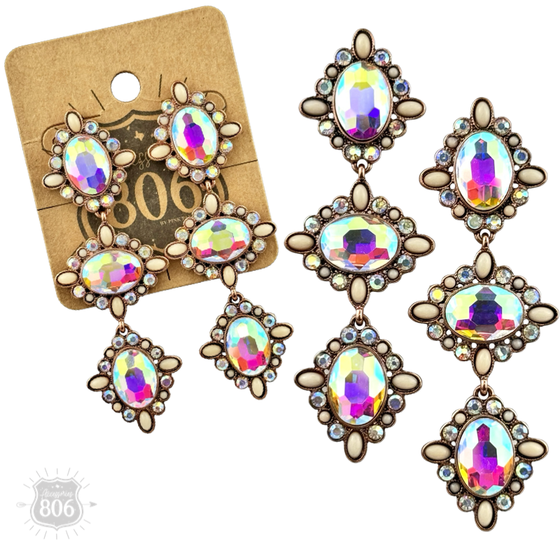 Western triple oval rhinestone earring