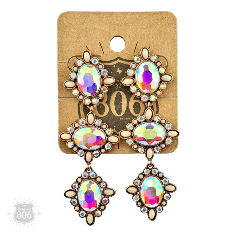 Western triple oval rhinestone earring