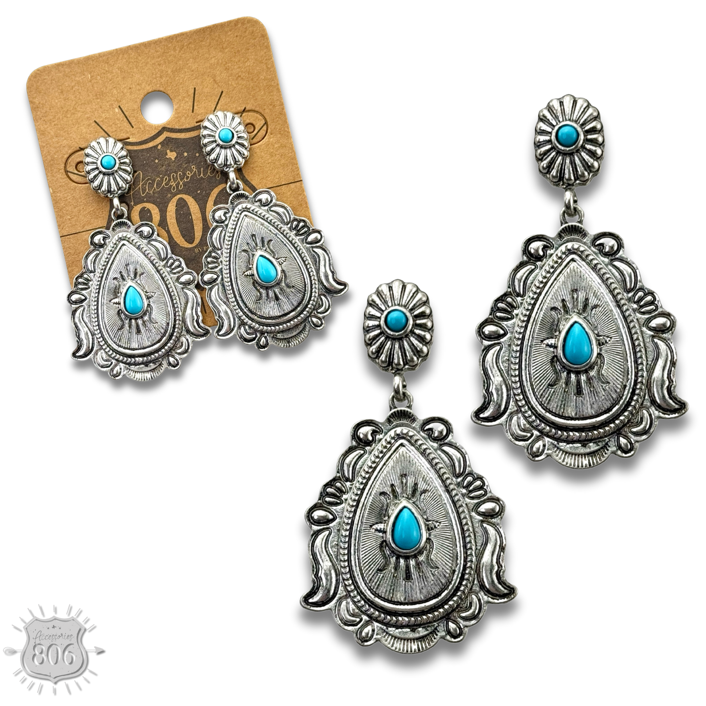 Western style teardrop and post earring