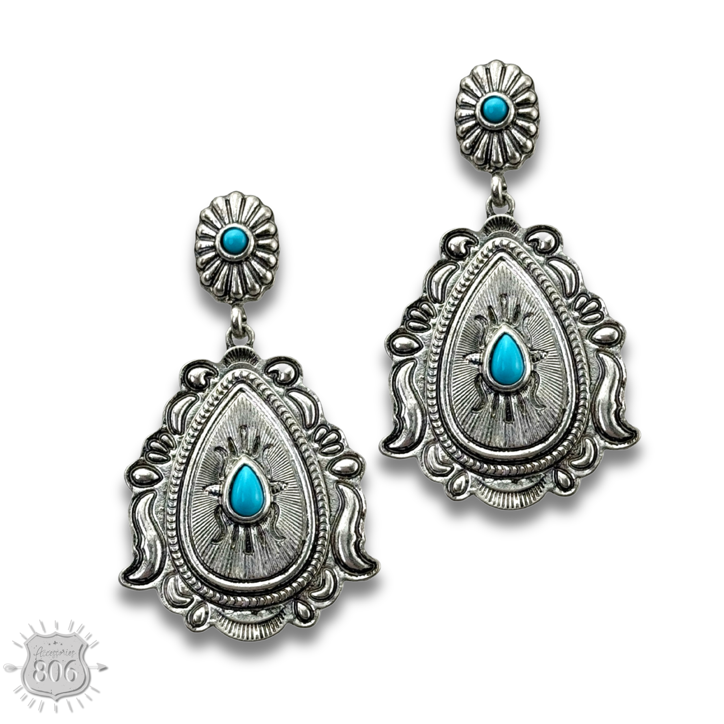 Western style teardrop and post earring