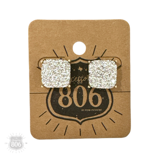 Square iridescent druzy post earring