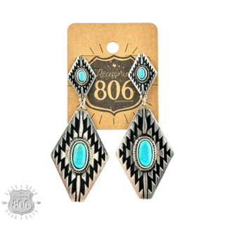 Western silver and turquoise statement earrings