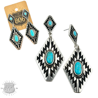 Western silver and turquoise statement earrings