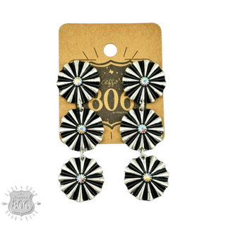 Western silver starburst drop earring