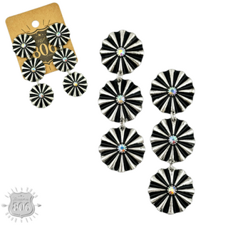 Western silver starburst drop earring