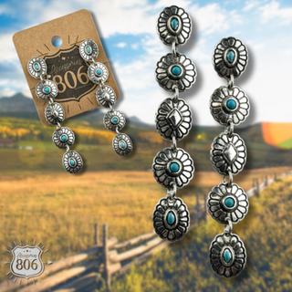 Western silver and turquoise dangle  earring