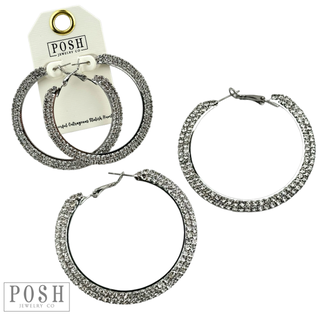 Tiny rhinestone hoop earring