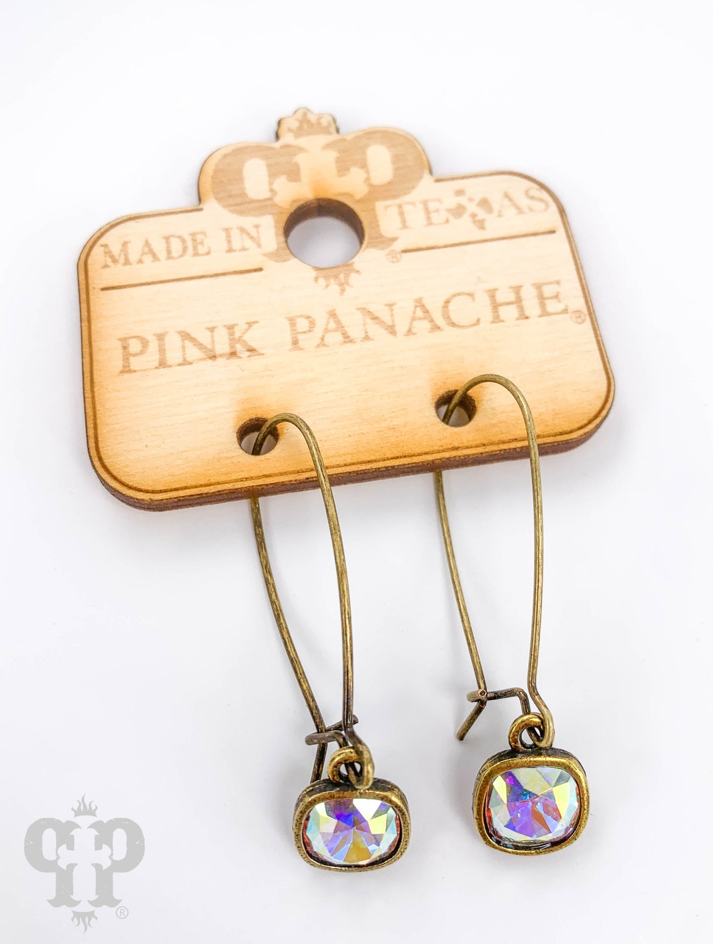 Square Austrian crystal kidney wire earring, 8mm