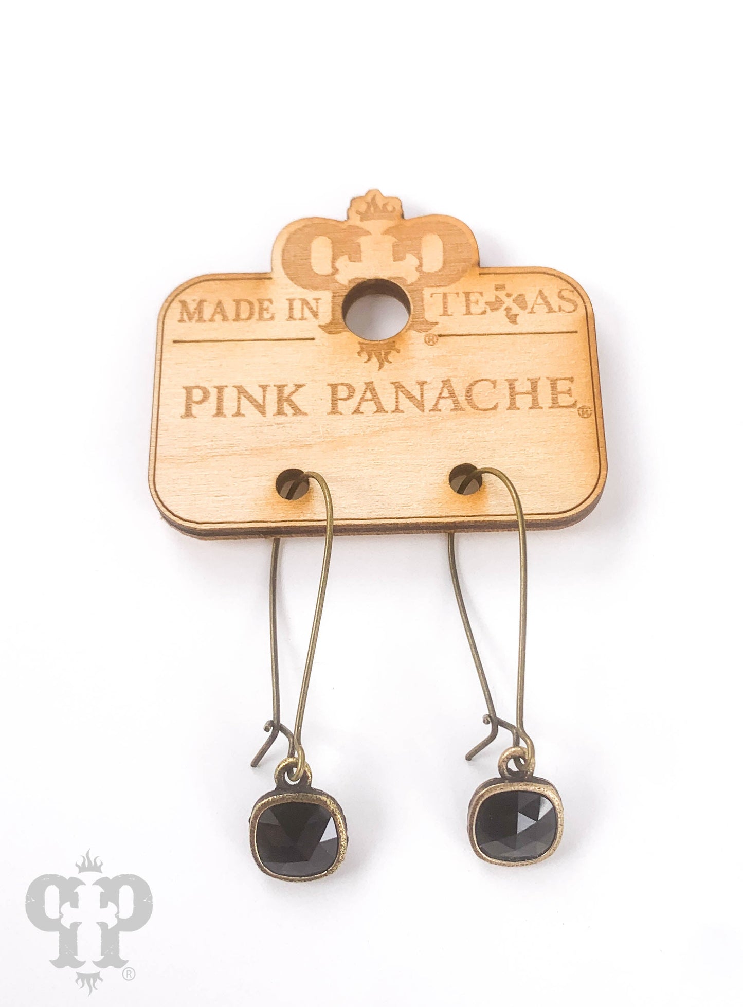 Square Austrian crystal kidney wire earring, 8mm