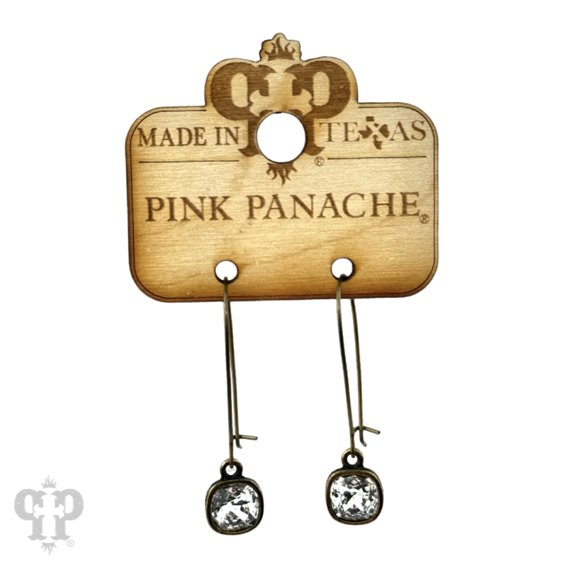Square Austrian crystal kidney wire earring, 8mm