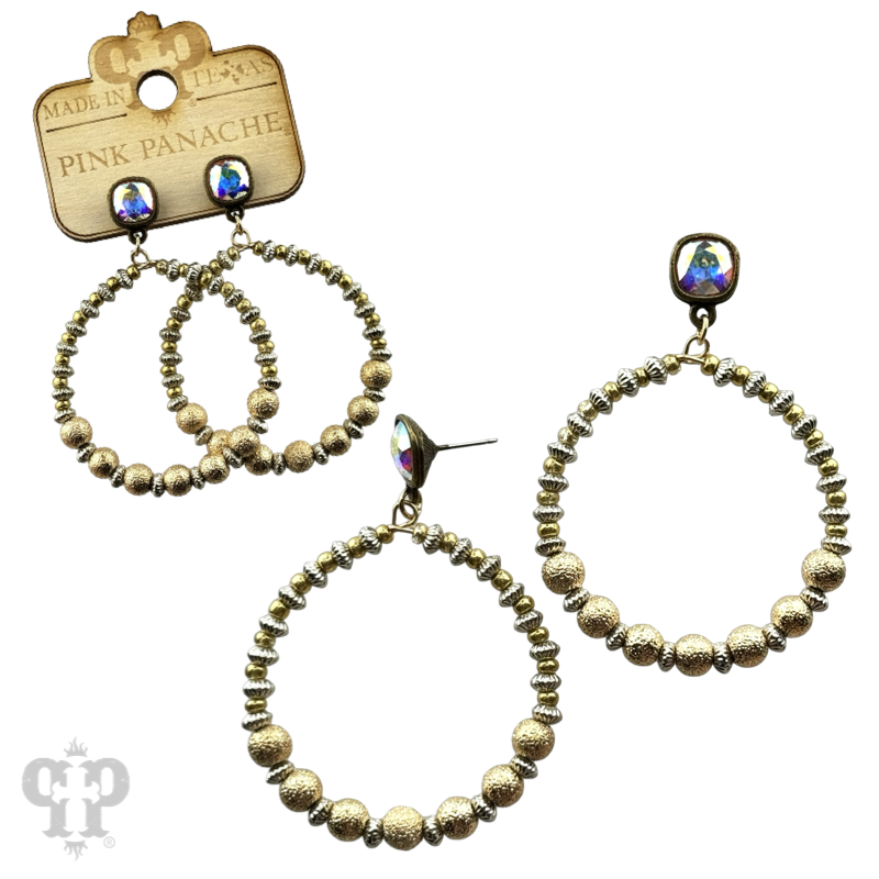 Foil texture bead circle earring