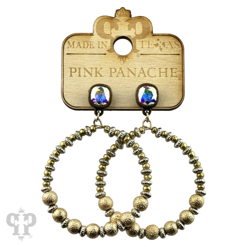 Foil texture bead circle earring