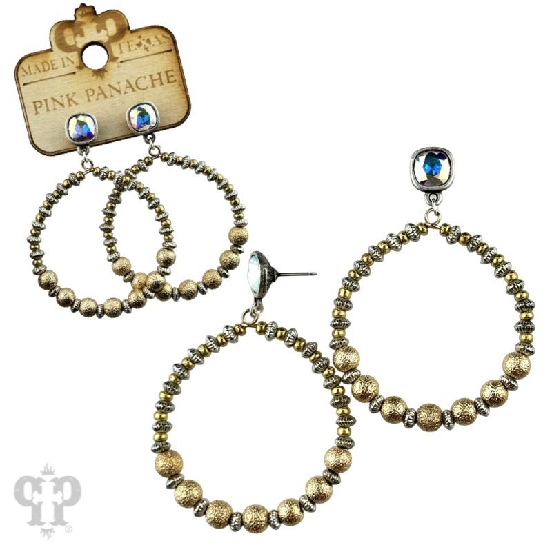 Foil texture bead circle earring