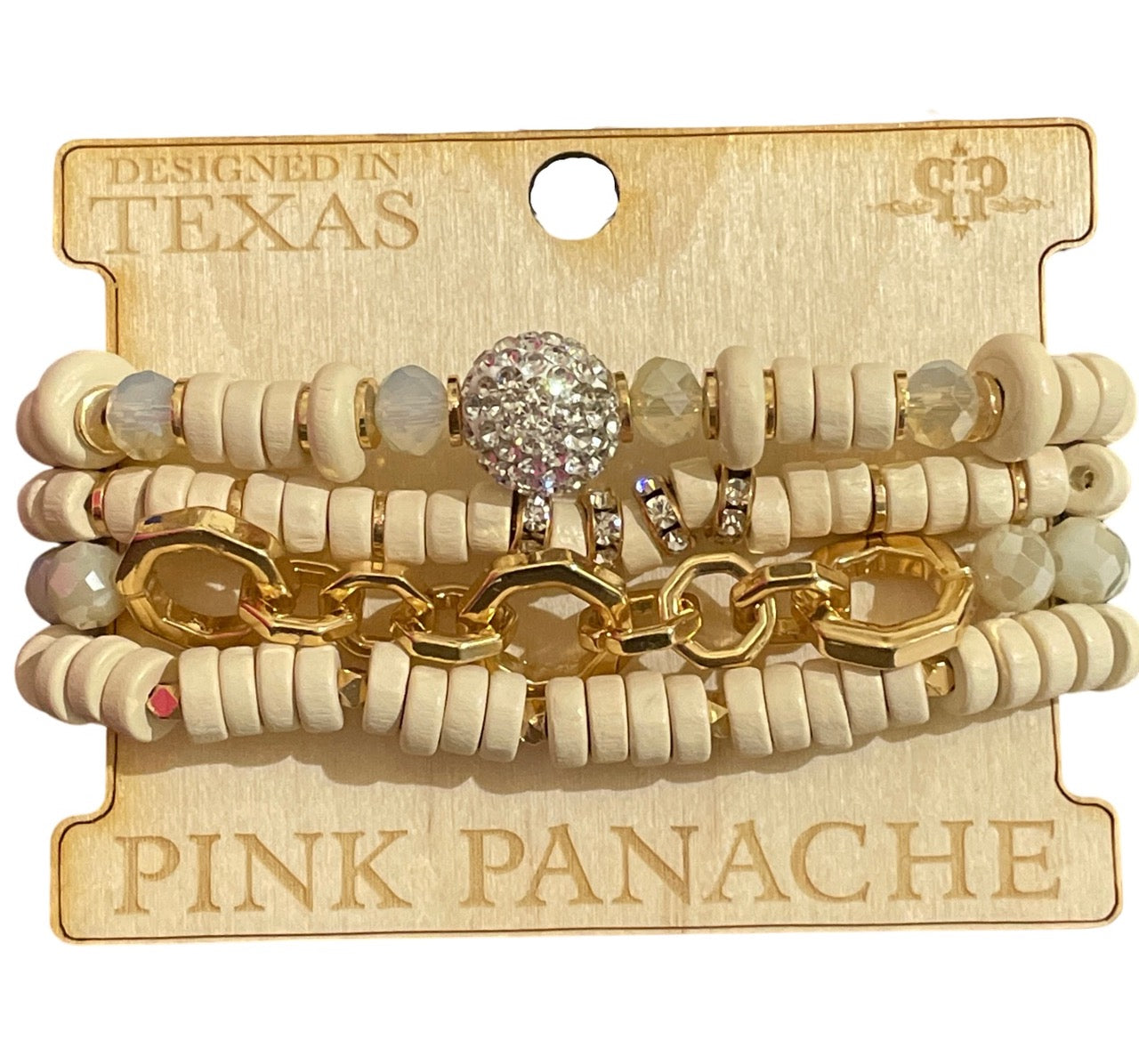 Rubberized saucer bead bracelet stack