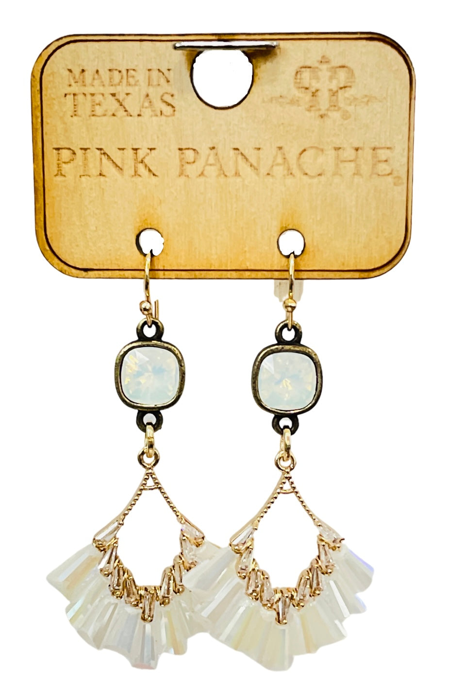 Flute shape bead teardrop earring with Austrian crystal
