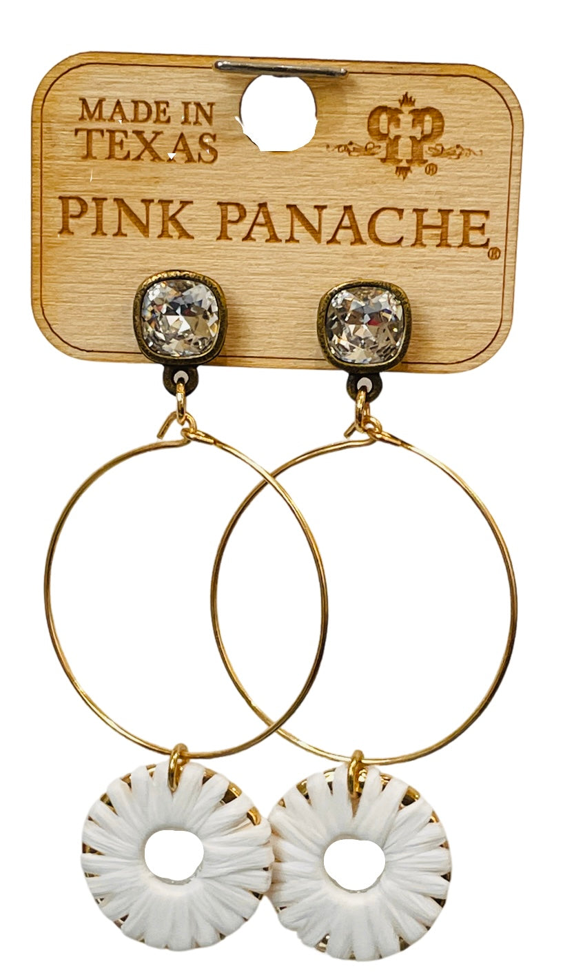 Woven circle earring with Austrian crystal, last call