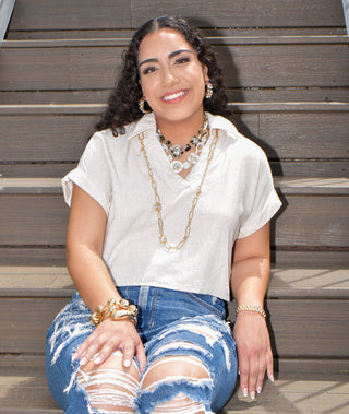 Acrylic chain and rhinestone necklace