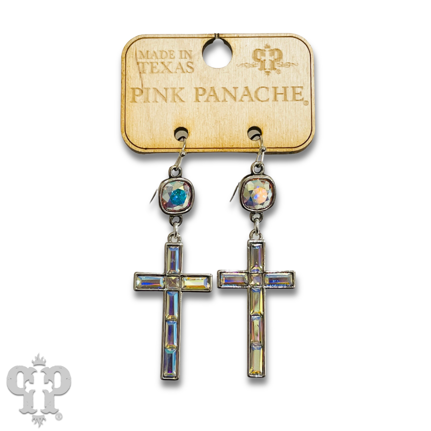Rectangle rhinestone cross earring with Austrian crystal