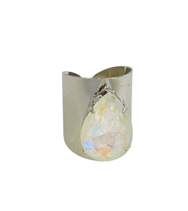 Rhinestone teardrop adjustable base ring