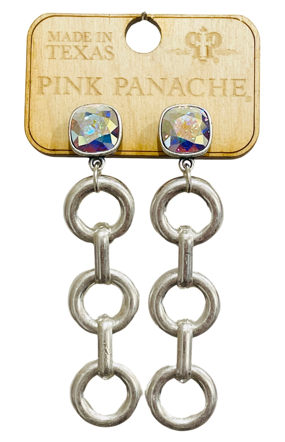 Triple matte finish circle earring with Austrian crystal