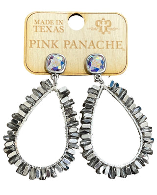 Gold bead wrapped teardrop and Austrian crystal dangle earring