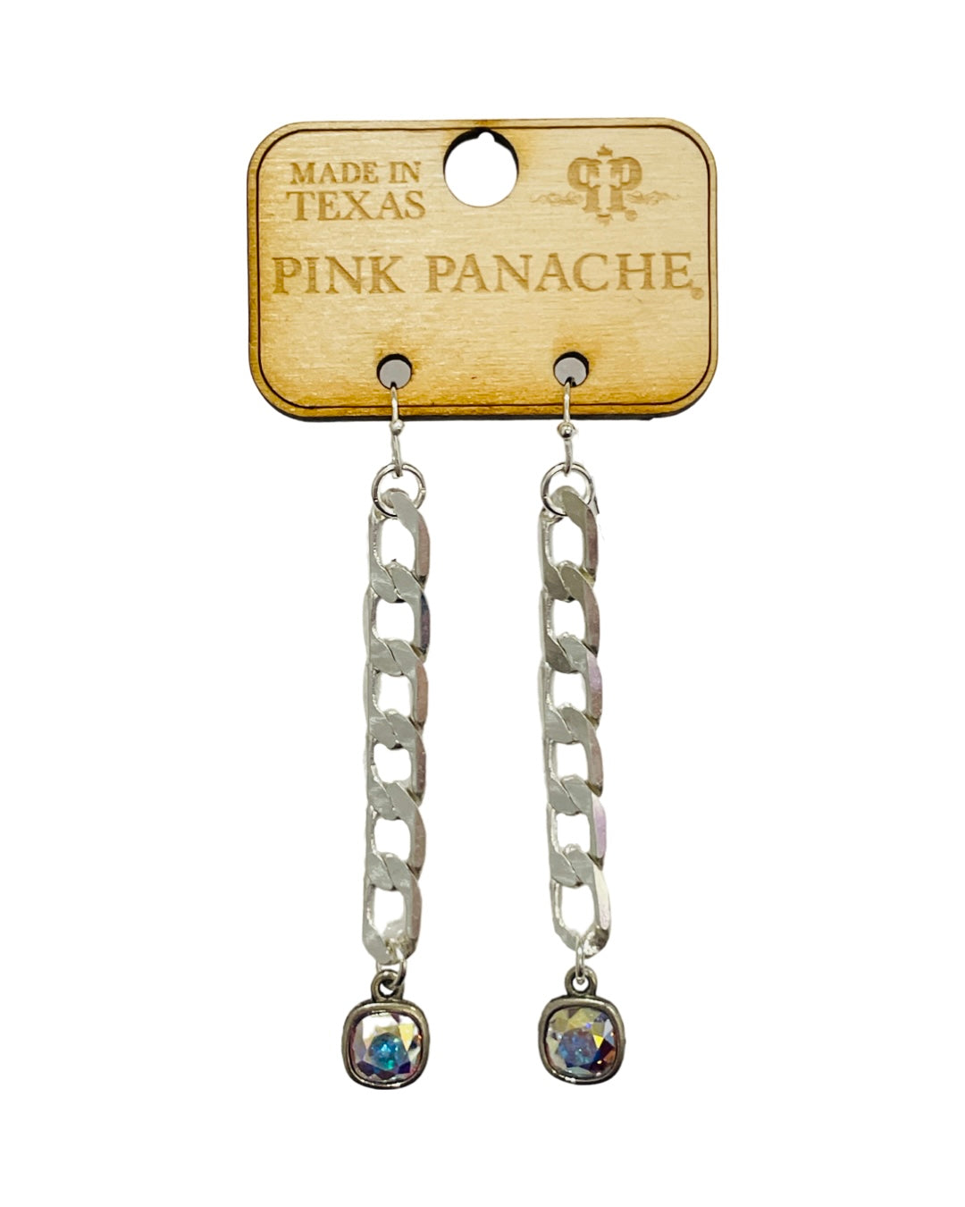 Curb chain link earring with Austrian crystal