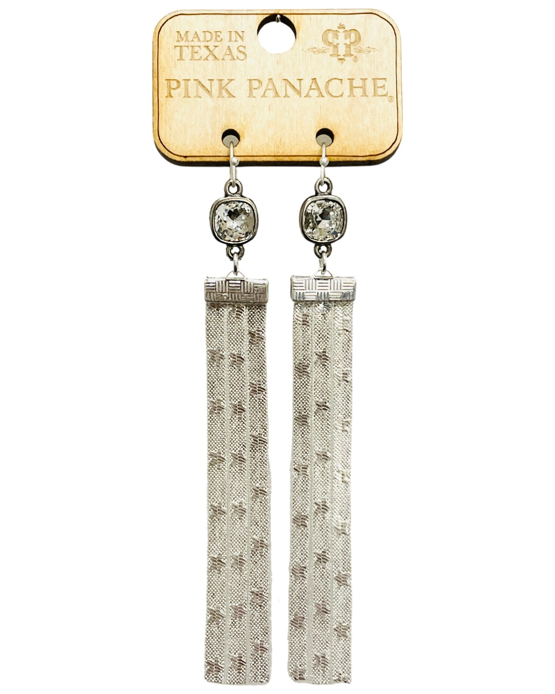 Star embossed mesh fringe earring, Austrian crystal