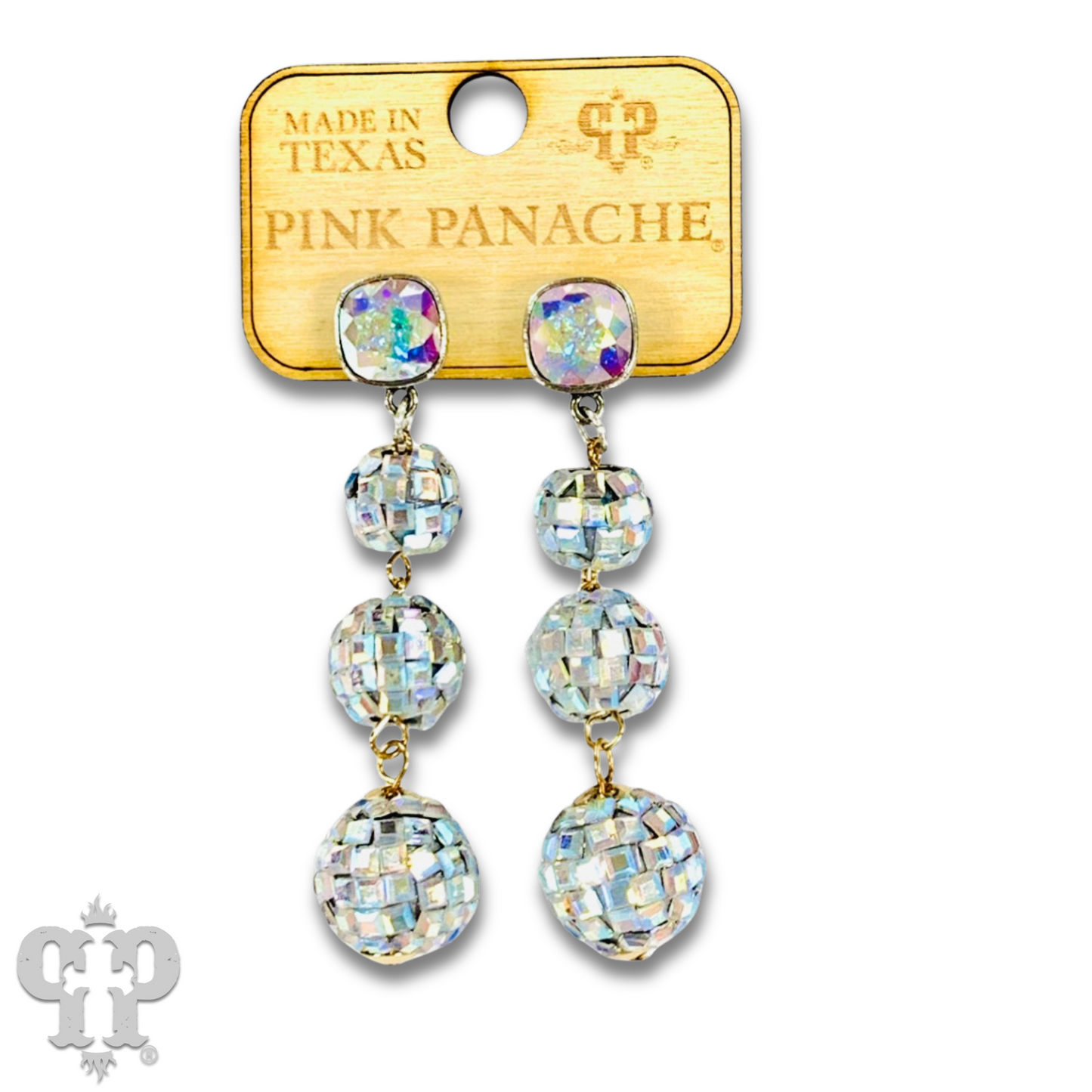 Mirrored disco ball earring with Austrian crystal