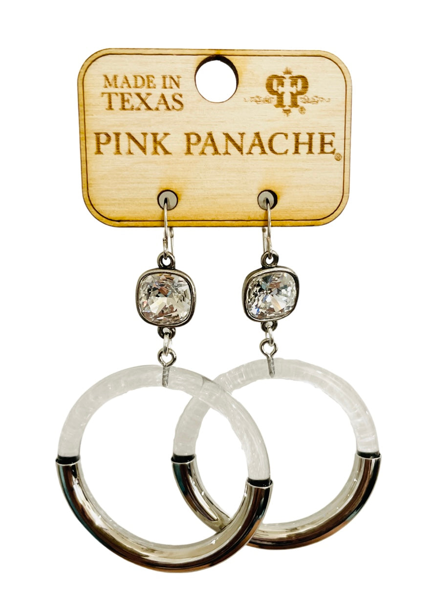 Large acrylic circle earring, Austrian crystal
