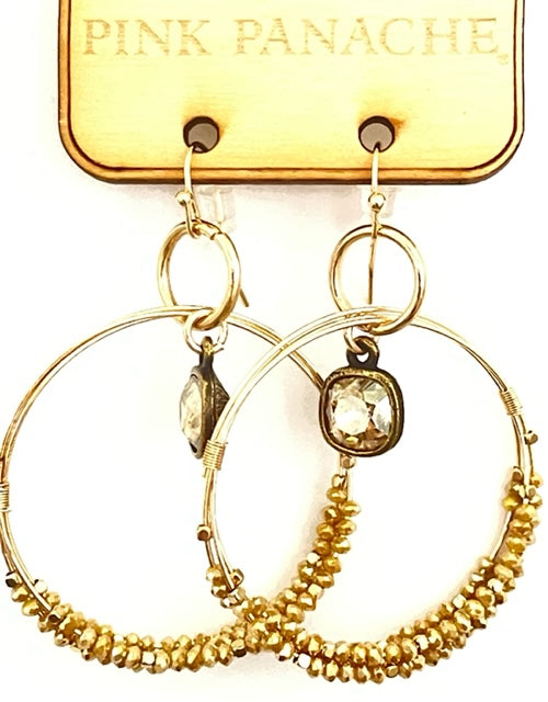 Gold crystal bead, Austrian crystal earring, last call
