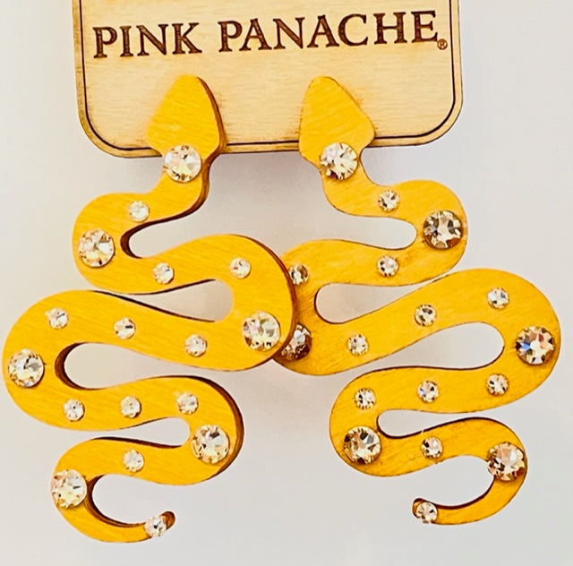 Natural wood snake earring, last call
