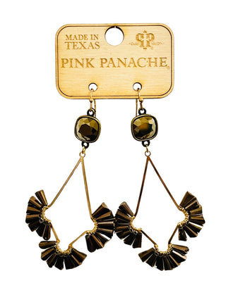 Teardrop earring with fluted beads and Austrian crystal