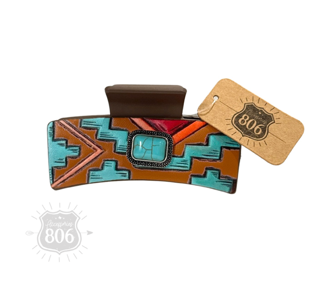 Southwestern tooled look hair clip