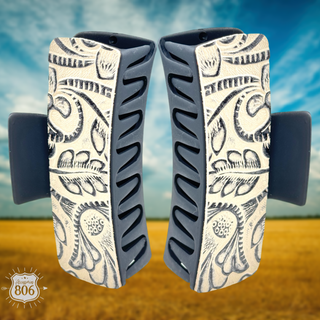 Western print tooled hair claw