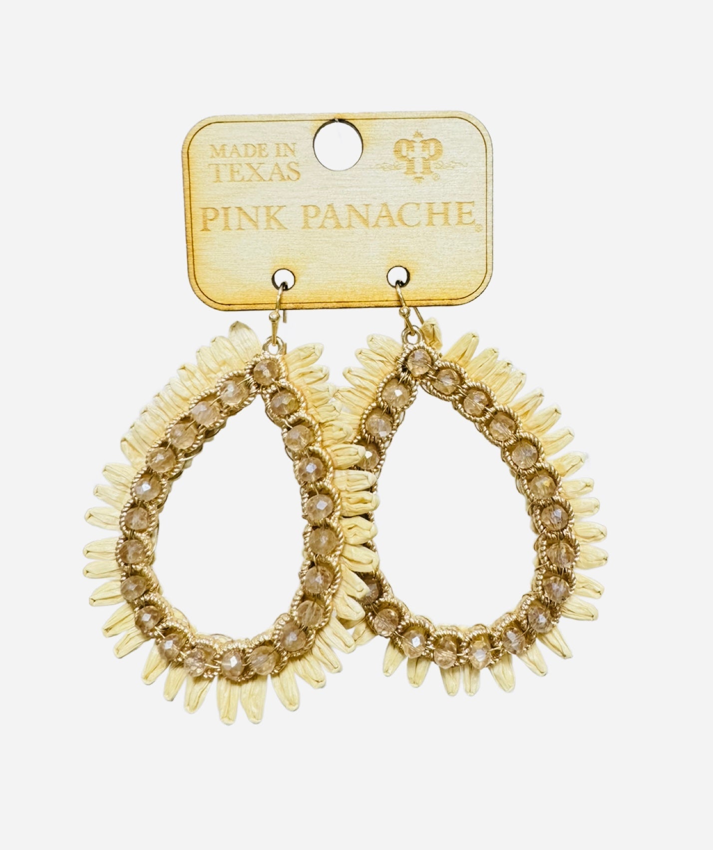 Natural color raffia teardrop earring, last call
