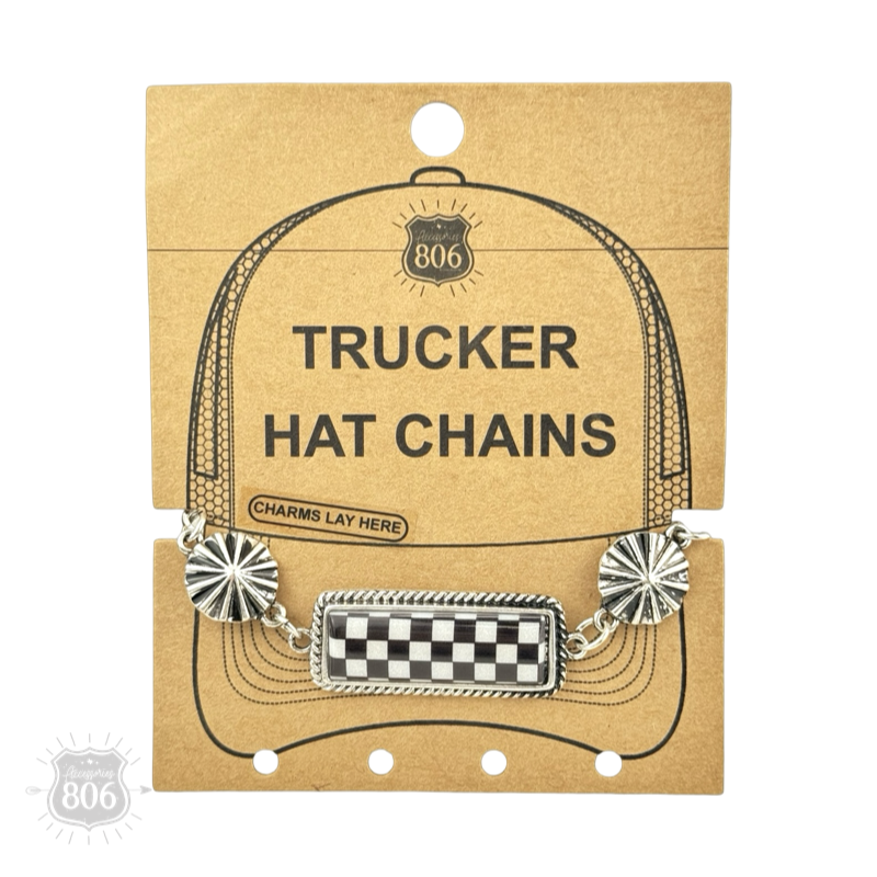 Checkerboard charm trucker hat chain