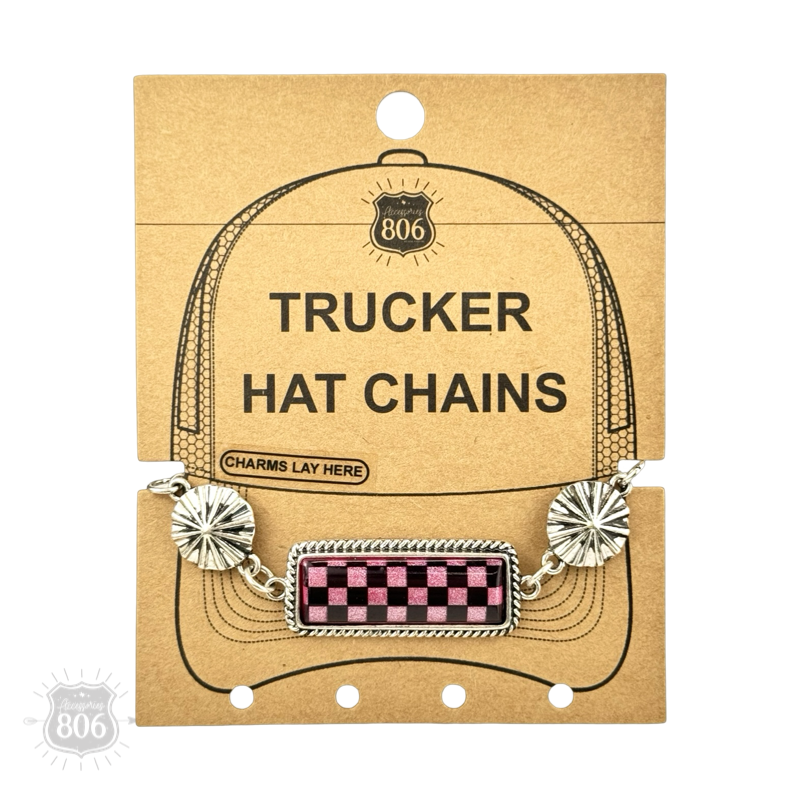 Checkerboard charm trucker hat chain
